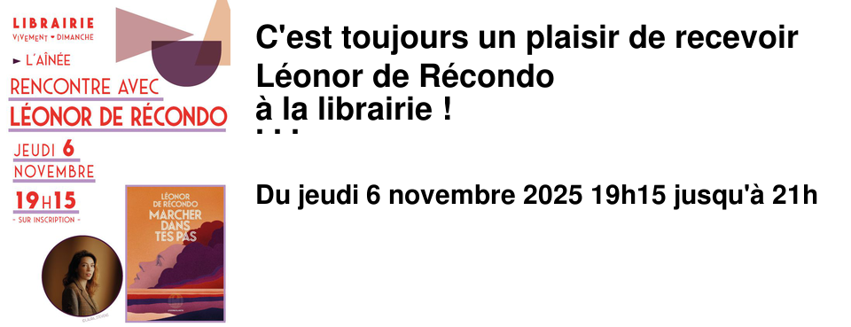 C'est+toujours+un+plaisir+de+recevoir+L�onor+de+R�condo+ �+la+librairie+! Cette+fois,+elle+vient+nous+parler+de+son+dernier+roman, Marcher+dans+tes+pas, publi�+aux+[�ditions+de+L'Iconoclaste]. Elle+sera+�+l'A�n�e le+jeudi+6+novembre �+19h15+!